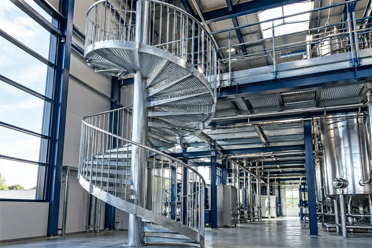 Escalier hélicoïdal industriel : gagner de la place sans sacrifier la sécurité